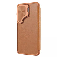 Samsung Galaxy S24 Nillkin Qin Prop Leather Case Cover Brown