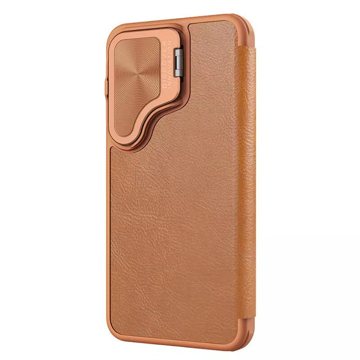 Samsung Galaxy S24 Nillkin Qin Prop Leather Case Cover Brown