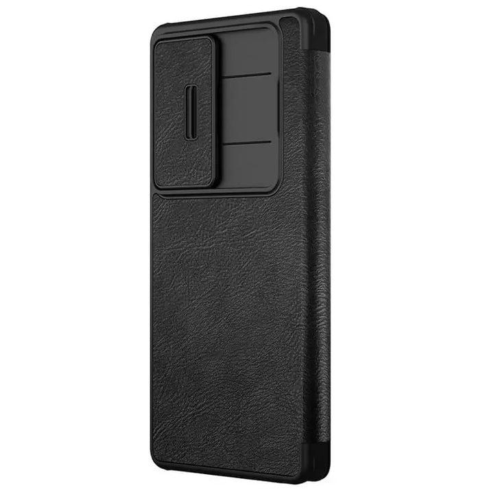 Samsung Galaxy S25 Ultra Camera Protection Nillkin Qin Prop Leather Flip Cover Black