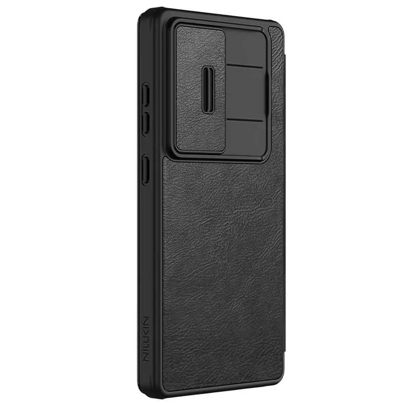 Samsung Galaxy S25 Ultra Camera Protection Nillkin Qin Prop Leather Flip Cover Black