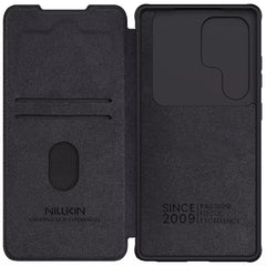 Samsung Galaxy S25 Ultra Camera Protection Nillkin Qin Prop Leather Flip Cover Black