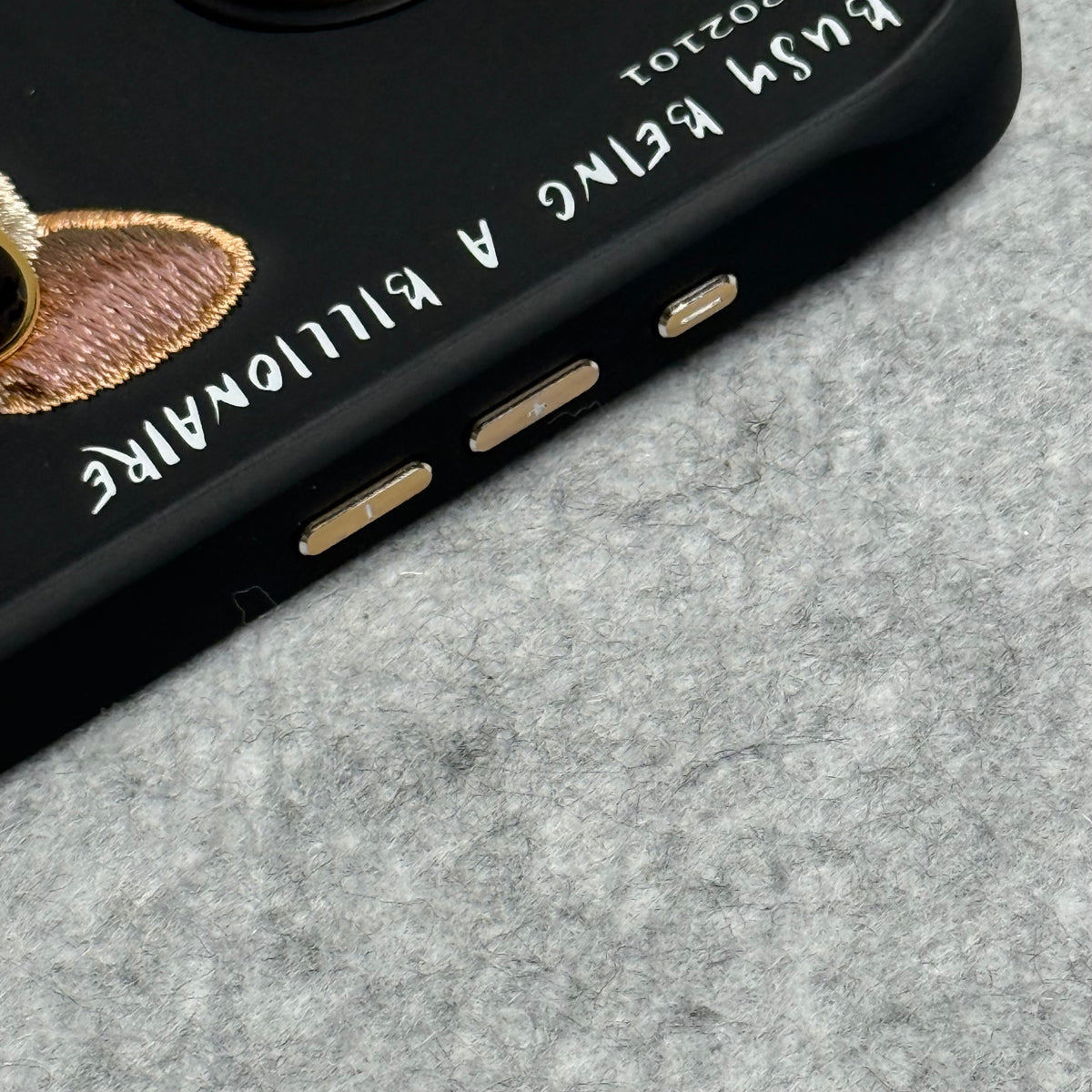iPhone 16 Pro Max / iPhone 16 Pro 3D Embroidery Cool Dog RedBlack Jacket Case