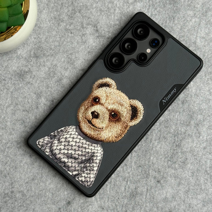 Samsung Galaxy S25 Ultra 3D Embroidery Teddy Case (Black)