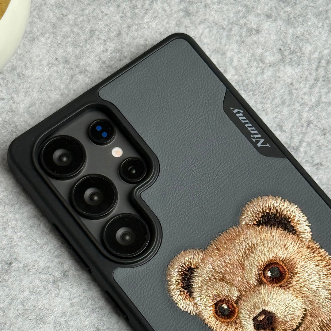 Samsung Galaxy S25 Ultra 3D Embroidery Teddy Case (Black)