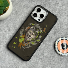 iPhone 15 Pro Max / iPhone 15 Pro Wild Animal 3D Embroidery Wolf Face MagSafe Case