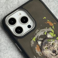 iPhone 15 Pro Max / iPhone 15 Pro Wild Animal 3D Embroidery Wolf Face MagSafe Case