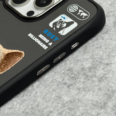 iPhone 16 Pro Max / iPhone 16 Pro 3D Embroidery Dog Silver Zipper Jacket Case
