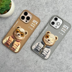 iPhone 16 Pro Max / iPhone 16 Pro 3D Embroidery Teddy Zipper Jacket Case