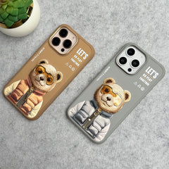 iPhone 16 Pro Max / iPhone 16 Pro 3D Embroidery Teddy Zipper Jacket Case