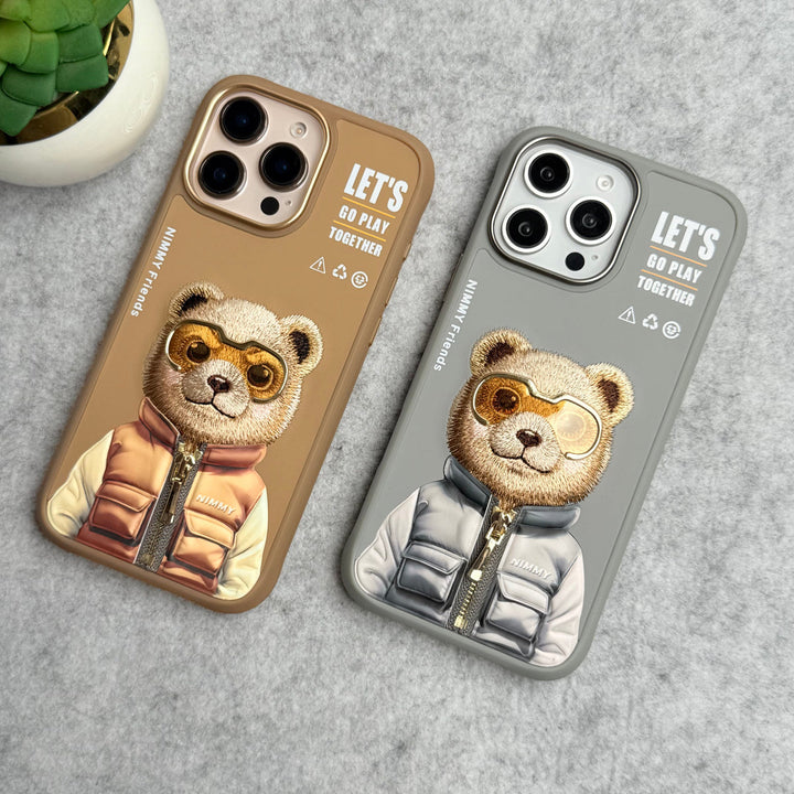 iPhone 16 Pro Max / iPhone 16 Pro 3D Embroidery Teddy Zipper Jacket Case