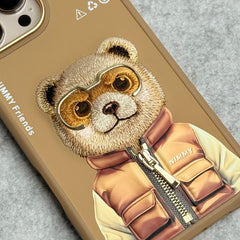iPhone 16 Pro Max / iPhone 16 Pro 3D Embroidery Teddy Zipper Jacket Case
