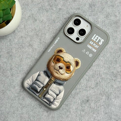 iPhone 16 Pro Max / iPhone 16 Pro 3D Embroidery Teddy Zipper Jacket Case
