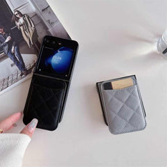 Samsung Galaxy Z Flip 6 Magsafe Case Luxury CC Leather Magnetic Wireless Charging Card Wallet Case