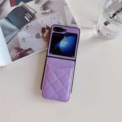 Samsung Galaxy Z Flip 6 Magsafe Case Luxury CC Leather Magnetic Wireless Charging Card Wallet Case