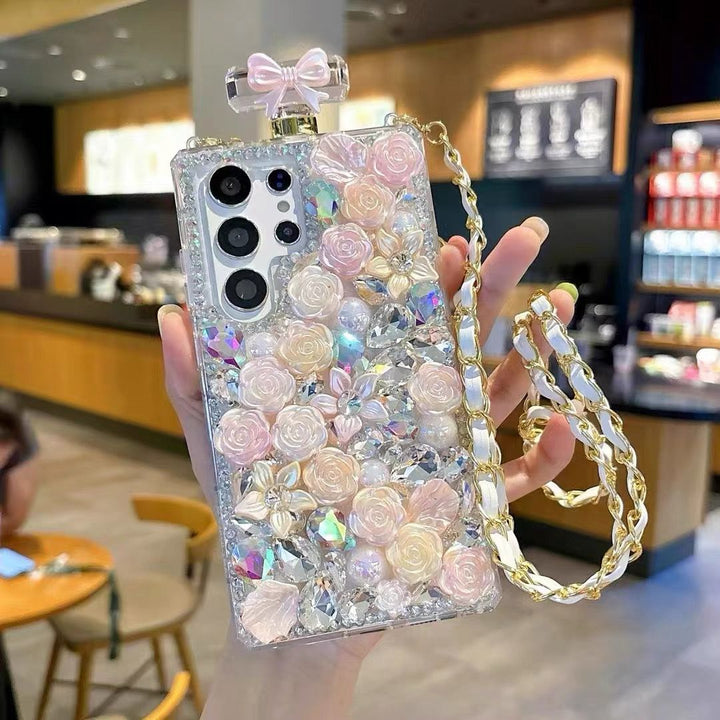 Samsung Galaxy S24 Ultra Perfume Rhinestone Diamond Design Sling Girly Cover