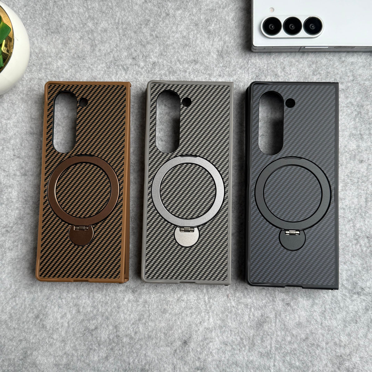Samsung Galaxy Z fold 6 Premium Carbon Fiber Texture MagSafe Magnetic Stand Case Cover