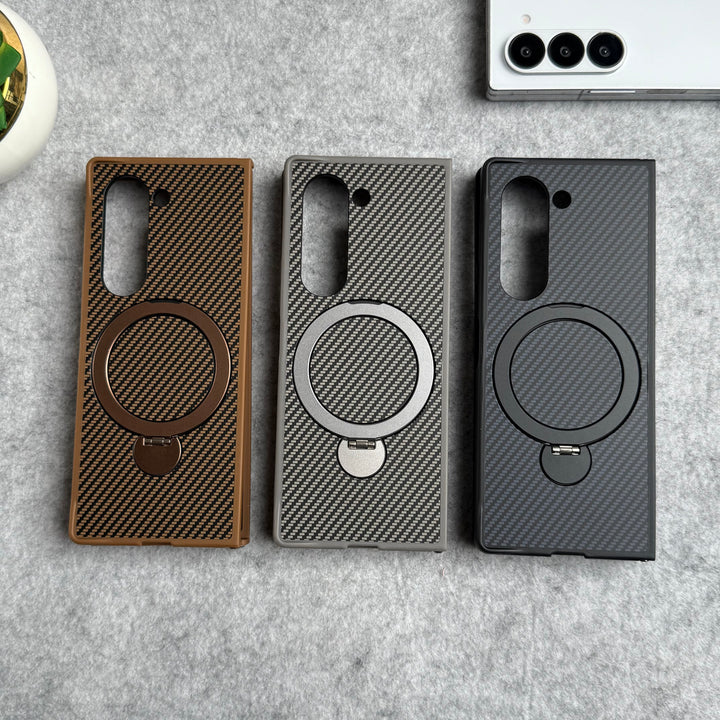 Samsung Galaxy Z fold 6 Premium Carbon Fiber Texture MagSafe Magnetic Stand Case Cover