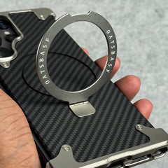 Samsung Galaxy Ultra Series Carbon Texture Frameless Metal Kickstand Case
