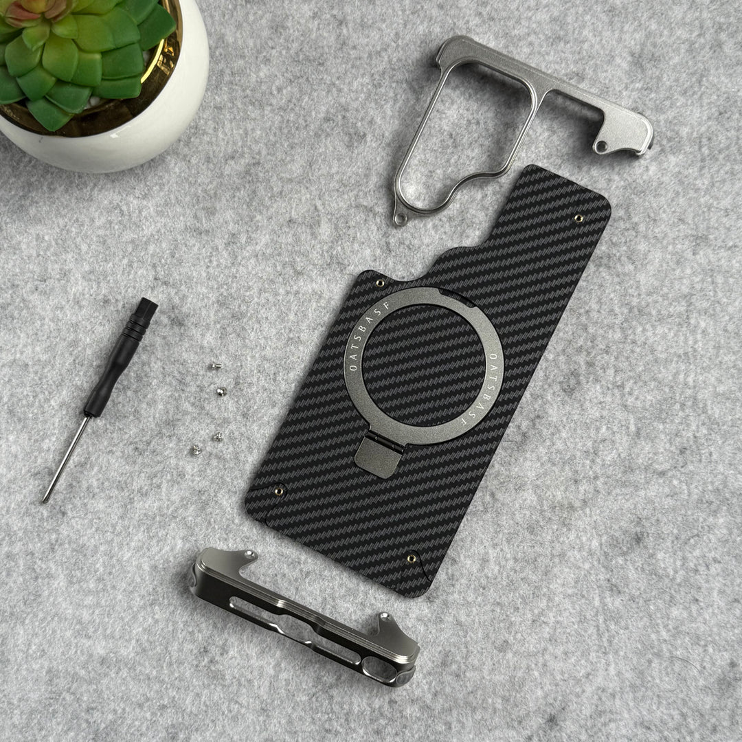 Samsung Galaxy Ultra Series Carbon Texture Frameless Metal Kickstand Case