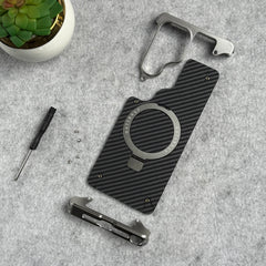 Samsung Galaxy Ultra Series Carbon Texture Frameless Metal Kickstand Case
