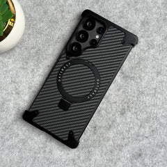 Samsung Galaxy Ultra Series Carbon Texture Frameless Metal Kickstand Case