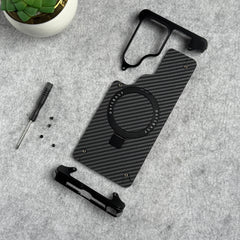 Samsung Galaxy Ultra Series Carbon Texture Frameless Metal Kickstand Case