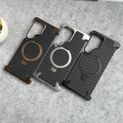 Samsung Galaxy Ultra Series Carbon Texture Frameless Metal Kickstand Case
