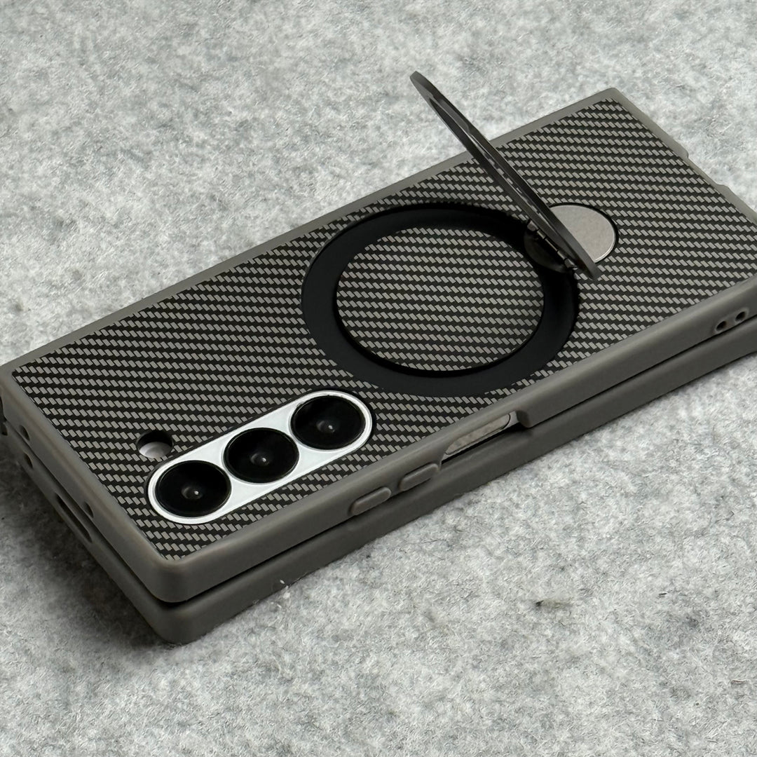 Samsung Galaxy Z fold 6 Premium Carbon Fiber Texture MagSafe Magnetic Stand Case Cover