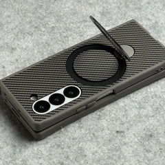 Samsung Galaxy Z fold 6 Premium Carbon Fiber Texture MagSafe Magnetic Stand Case Cover