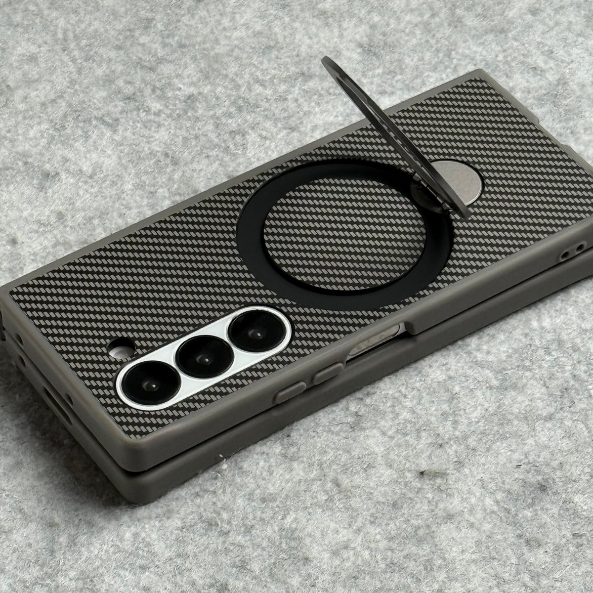 Samsung Galaxy Z fold 6 Premium Carbon Fiber Texture MagSafe Magnetic Stand Case Cover