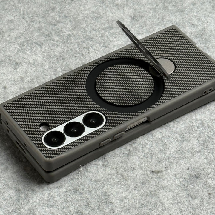 Samsung Galaxy Z fold 6 Premium Carbon Fiber Texture MagSafe Magnetic Stand Case Cover
