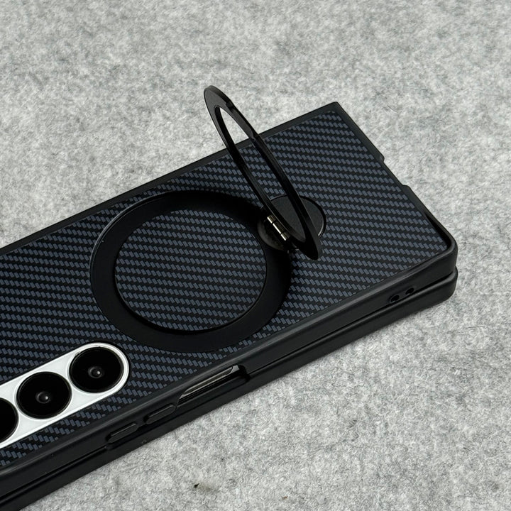 Samsung Galaxy Z fold 6 Premium Carbon Fiber Texture MagSafe Magnetic Stand Case Cover