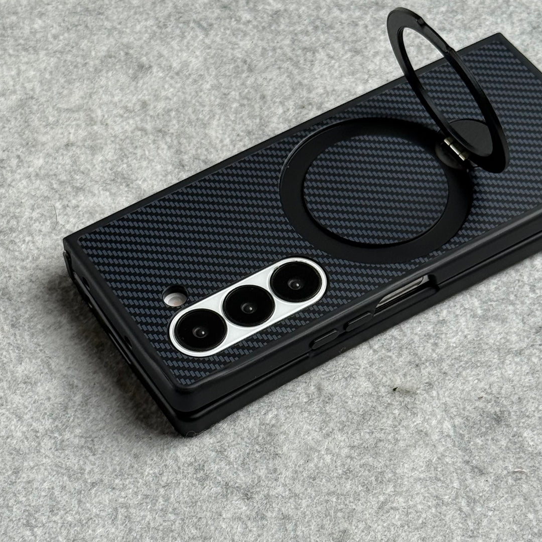 Samsung Galaxy Z fold 6 Premium Carbon Fiber Texture MagSafe Magnetic Stand Case Cover