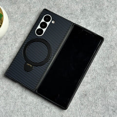 Samsung Galaxy Z fold 6 Premium Carbon Fiber Texture MagSafe Magnetic Stand Case Cover