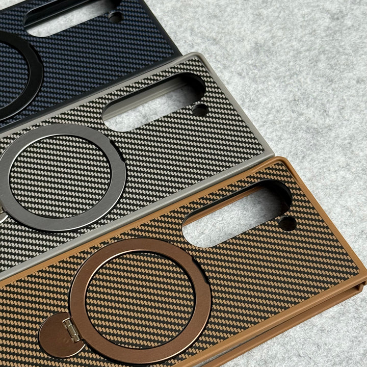 Samsung Galaxy Z fold 6 Premium Carbon Fiber Texture MagSafe Magnetic Stand Case Cover