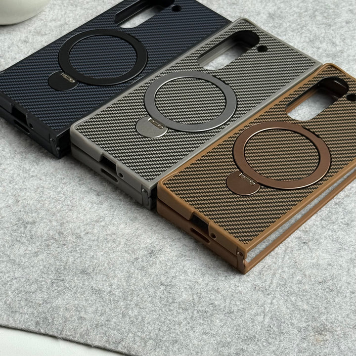 Samsung Galaxy Z fold 6 Premium Carbon Fiber Texture MagSafe Magnetic Stand Case Cover