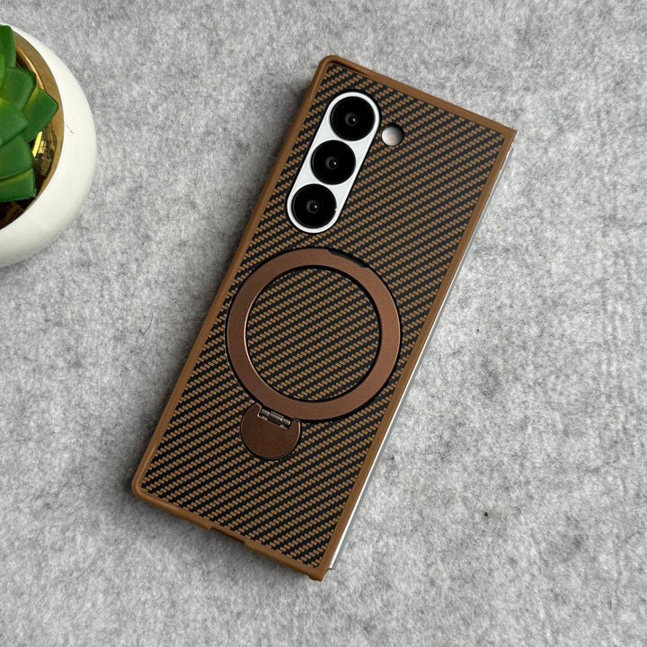 Samsung Galaxy Z fold 6 Premium Carbon Fiber Texture MagSafe Magnetic Stand Case Cover