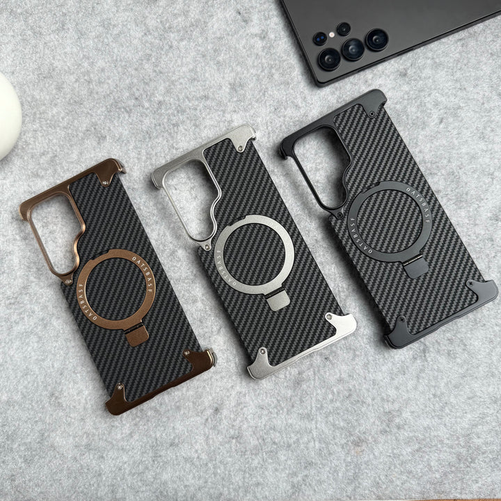 Samsung Galaxy Ultra Series Carbon Texture Frameless Metal Kickstand Case