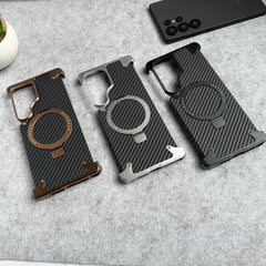Samsung Galaxy Ultra Series Carbon Texture Frameless Metal Kickstand Case