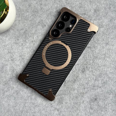 Samsung Galaxy Ultra Series Carbon Texture Frameless Metal Kickstand Case