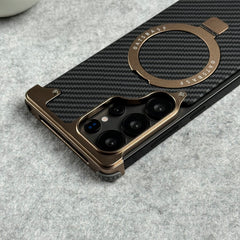 Samsung Galaxy Ultra Series Carbon Texture Frameless Metal Kickstand Case
