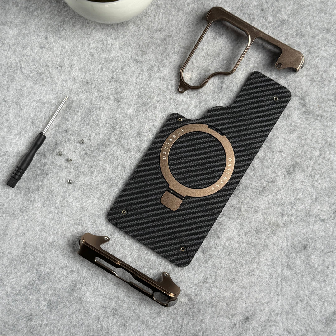 Samsung Galaxy Ultra Series Carbon Texture Frameless Metal Kickstand Case