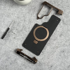 Samsung Galaxy Ultra Series Carbon Texture Frameless Metal Kickstand Case