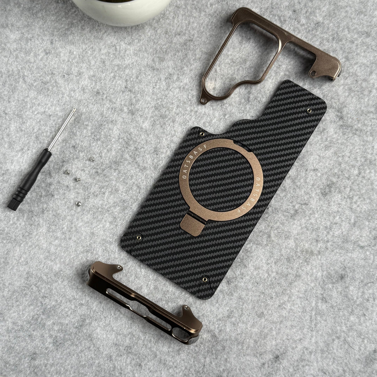 Samsung Galaxy Ultra Series Carbon Texture Frameless Metal Kickstand Case