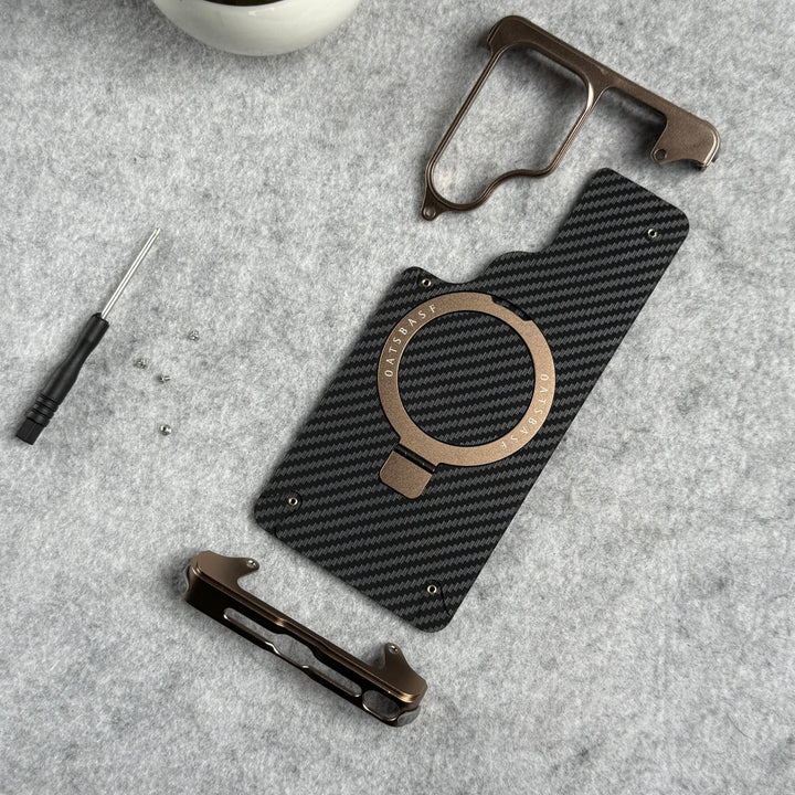 Samsung Galaxy Ultra Series Carbon Texture Frameless Metal Kickstand Case