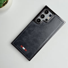 Samsung Galaxy S24 Ultra Textured Premium PU Leather Side Chrome Case Cover