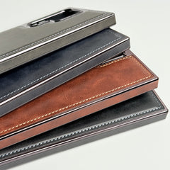 Samsung Galaxy S24 Ultra Textured Premium PU Leather Side Chrome Case Cover