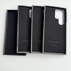 Samsung Galaxy S24 Ultra Textured Premium PU Leather Side Chrome Case Cover