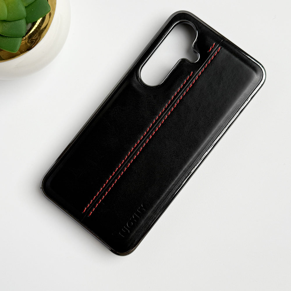 Samsung Galaxy S23 Middle Stitch PU Leather Side Chrome Case Cover