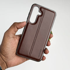 Samsung Galaxy S23 Middle Stitch PU Leather Side Chrome Case Cover